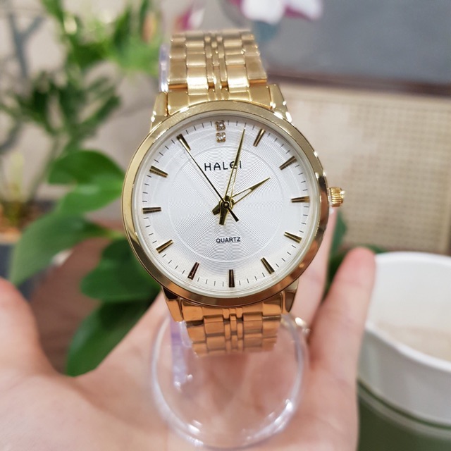 Cặp đồng hồ đôi Halei dây thép đúc máy Nhật mạ vàng không gỉ chống nước chống xước chính hãng Tony Watch 68