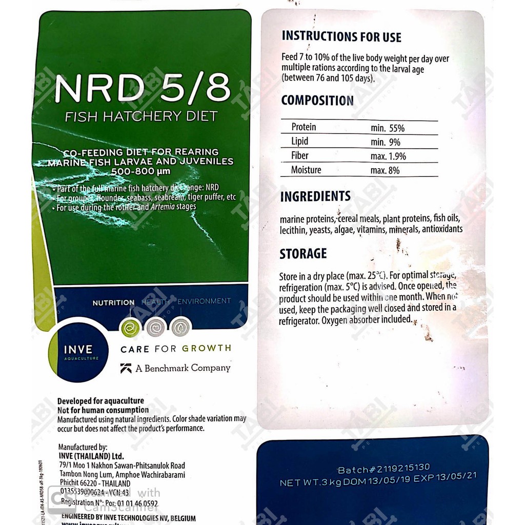 500G Cám Thái Inve 5/8 Cao Cấp - Cám Thái INVE Cao Cấp Cho Cá Bột,...