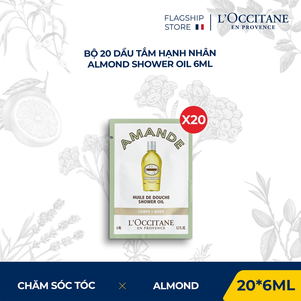 Bộ 20 Dầu Tắm Hạnh Nhân L'Occitane Almond Shower Oil 6ml (6ml X 20)