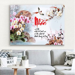 Tranh đính đá chữ Nhẫn - LV175 (75x50cm) tranh chưa gắn đá, không khung
