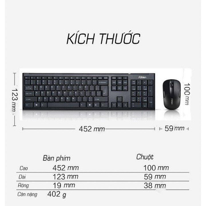 Bộ bàn phím chuột không dây nhỏ gọn Fuhlen MK650 - tem Ninza bảo hành 2 năm - PC31 - Linh kiện máy tính khác | PhongVuPC.Com
