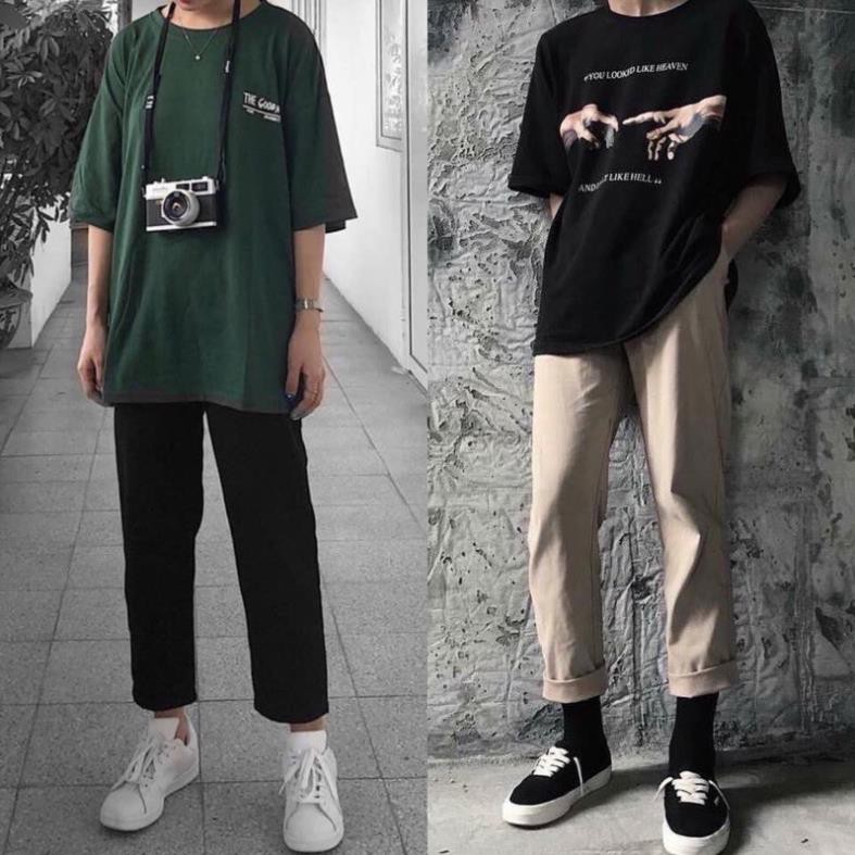 Quần Baggy Nam Nữ KAKI Ống Suông Unisex - Kiểu quần kaki nam nữ thun vải đen và be tan , hồng ྇