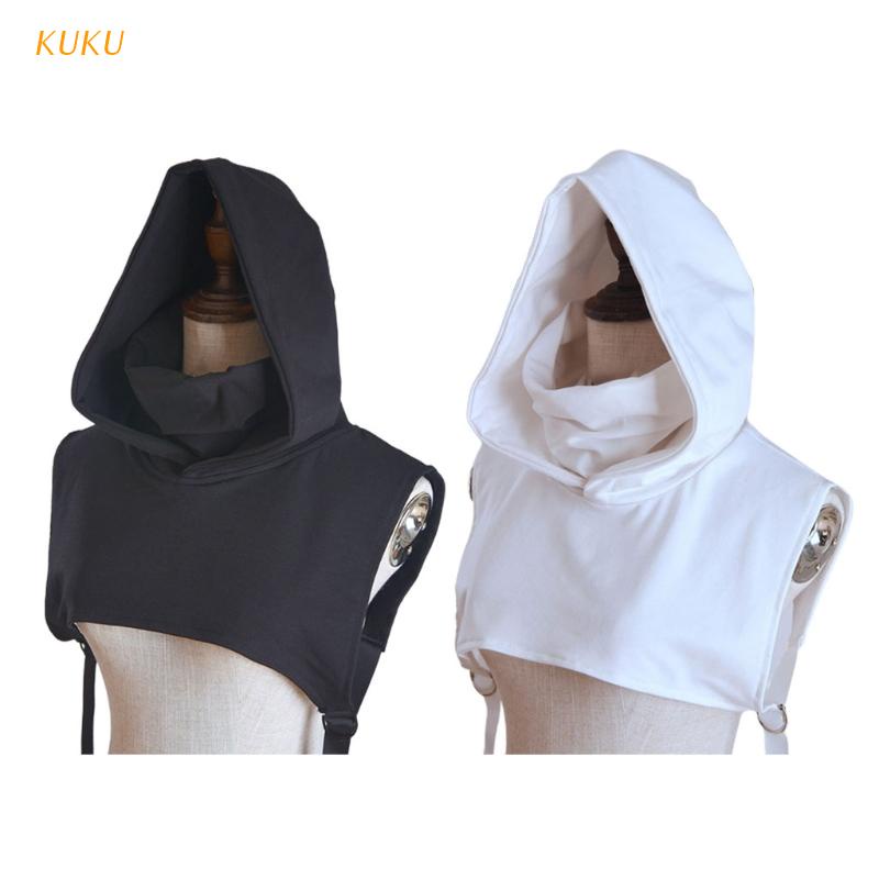Cổ áo giả thiết kế cổ lọ có mũ trùm đầu bằng cotton che mặt giữ ấm mùa đông phong cách Harajuku cho nam và nữ