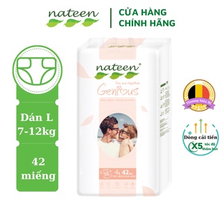 Tã/bỉm dán hữu cơ nateen mềm mại, mỏng và thoáng khí size l42