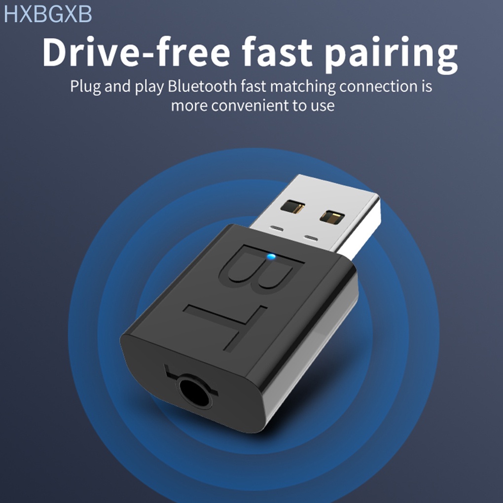 USB Car Bluetooth 5.0 AUX Jack Audio Adapter Receiver 2-in-1 Driver-Free Bluetooth Transmitter HXBG