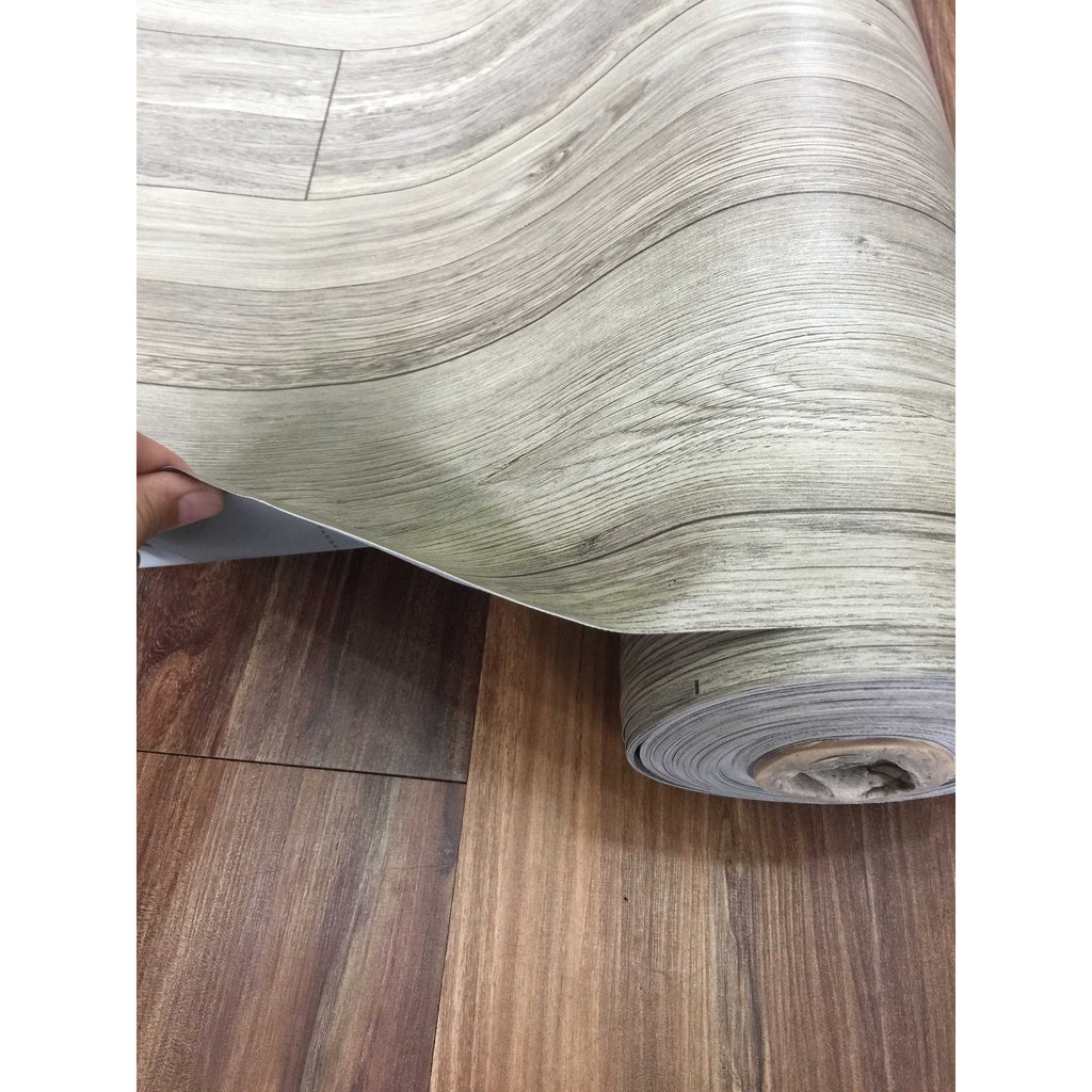 Simili trải sàn vân gỗ màu xám - simili giả gỗ khổ 1m x 1m