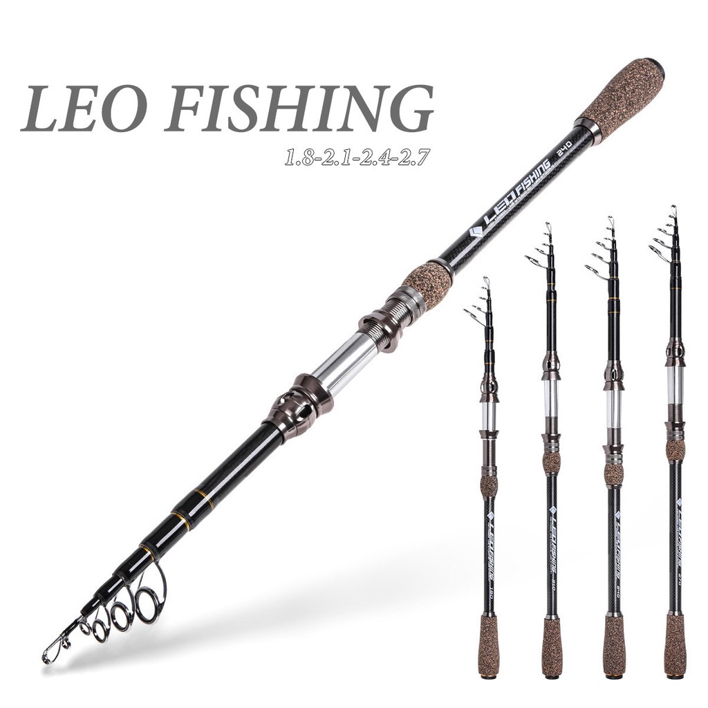 Cần câu lure carbon dáng đứng LEO fishing chống xoắn pat máy kim loại