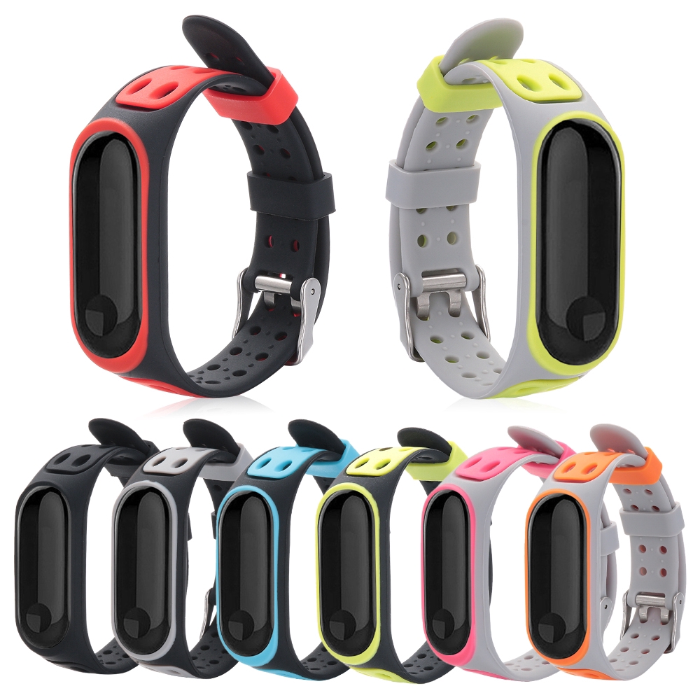 Duo Teng Dây Đeo Thay Thế Chất Liệu Silicon Màu Trơn Cho Xiaomi Mi Band 4 3