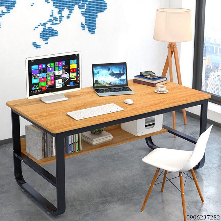 Bàn làm việc 2 tầng chân U dày 120x60x73cm