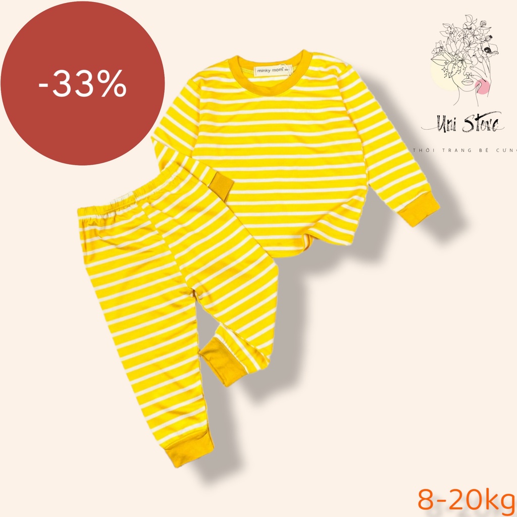 [BÉ 7-18kg] Bộ tay dài quần dài sọc dệt minkymom cho bé mặc ngủ, size 80-120 cho bé Unibaby BDSDDT