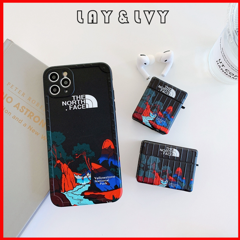 Fashion Brand The North Face Hotel California Yellowstone Park Drop-resistant IMD Silicone Airpods Case Earphone Case for AirPods Pro AirPods 1/2