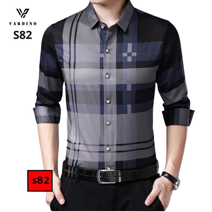 Áo sơ mi kẻ nam chính hãng VARDINO tay ngắn / dài dáng ôm xuông suông vừa không nhăn mát trung niên công sở mẫu mới s84 | BigBuy360 - bigbuy360.vn