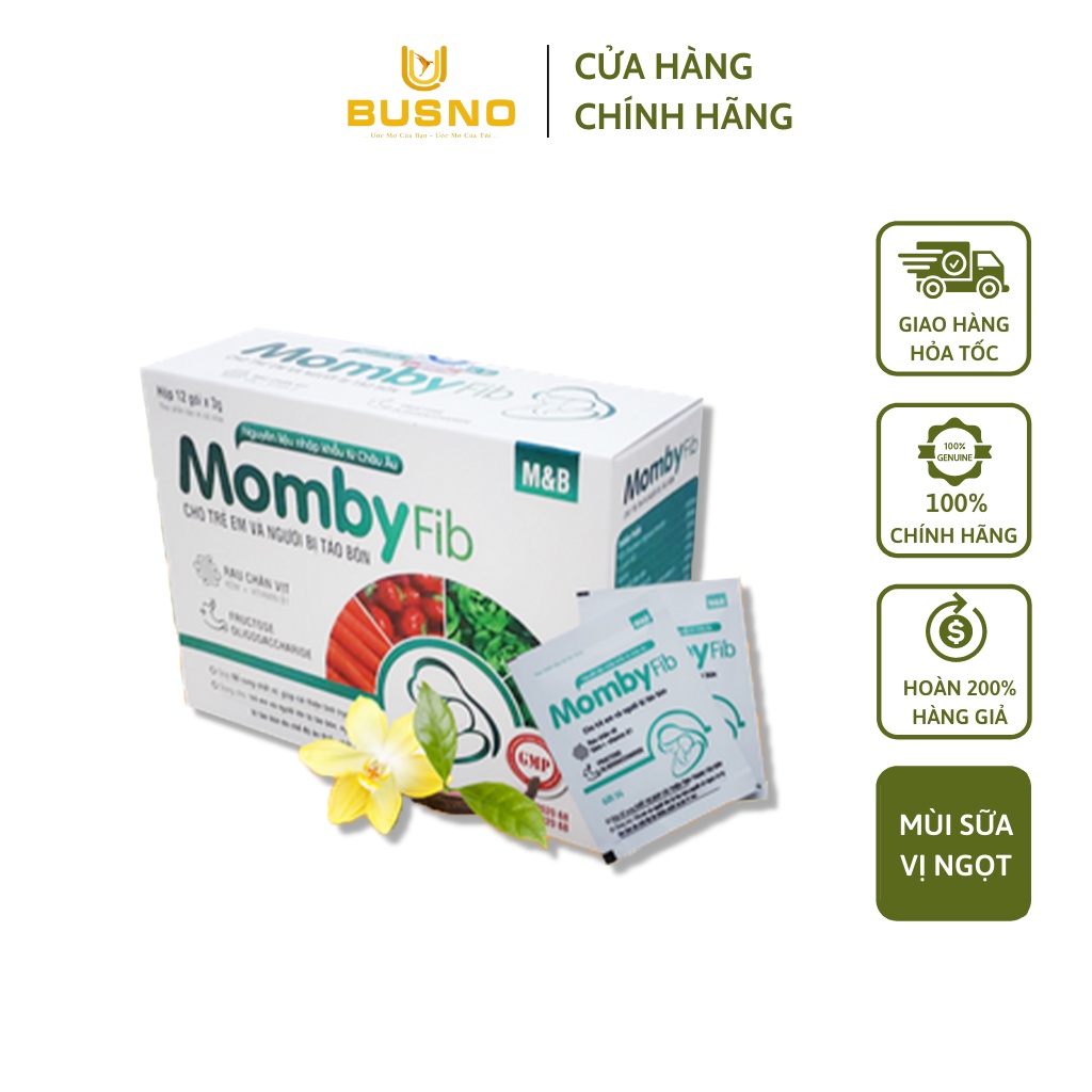 Cốm vi sinh Momby Fib nhuận tràng giúp bé tiêu hoá tốt, bổ sung chất xơ và vitamin cho bé, men vi sinh