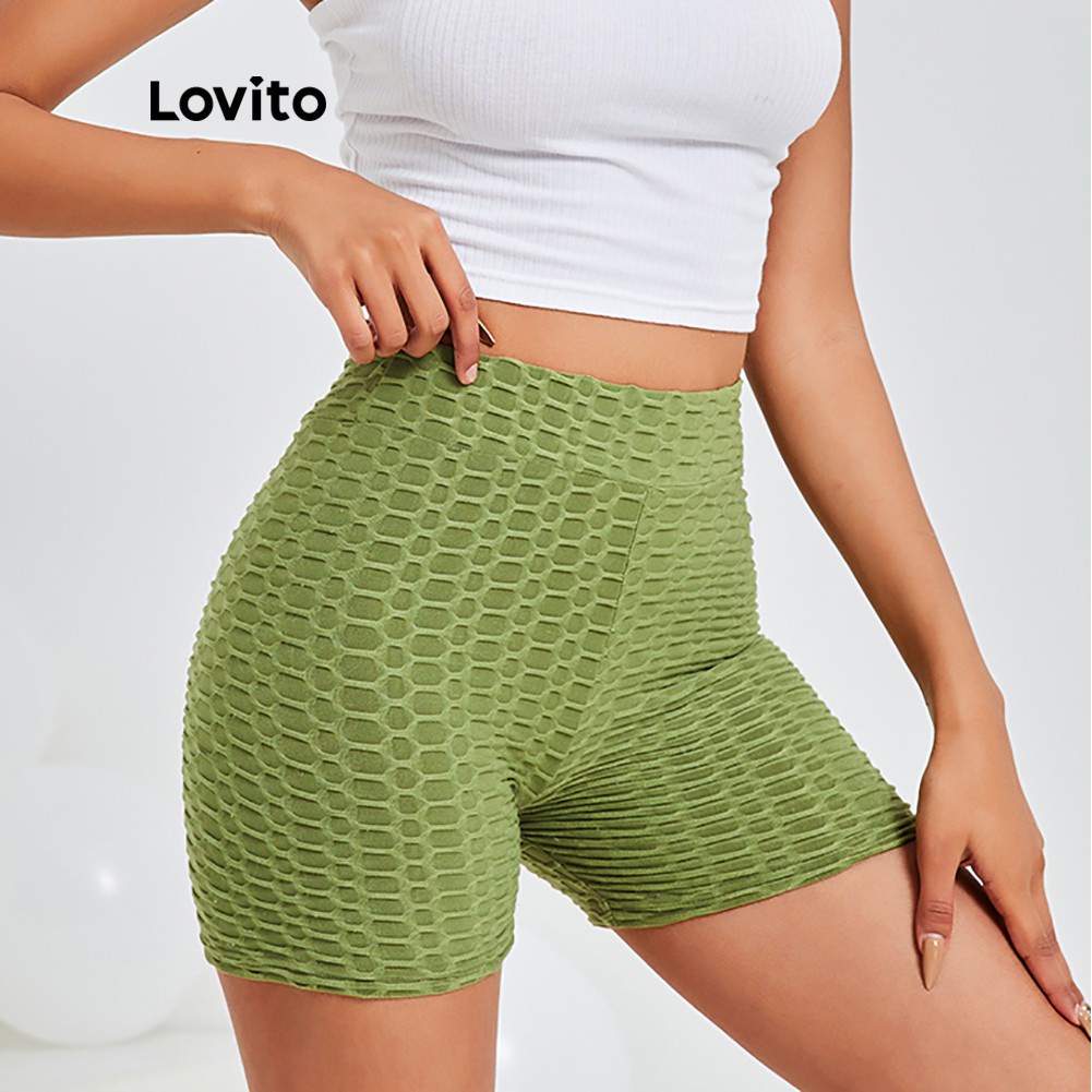 Quần short Lovito màu trơn có kết cấu phong cách thể thao cơ bản L14D043 (màu xanh lá) | BigBuy360 - bigbuy360.vn