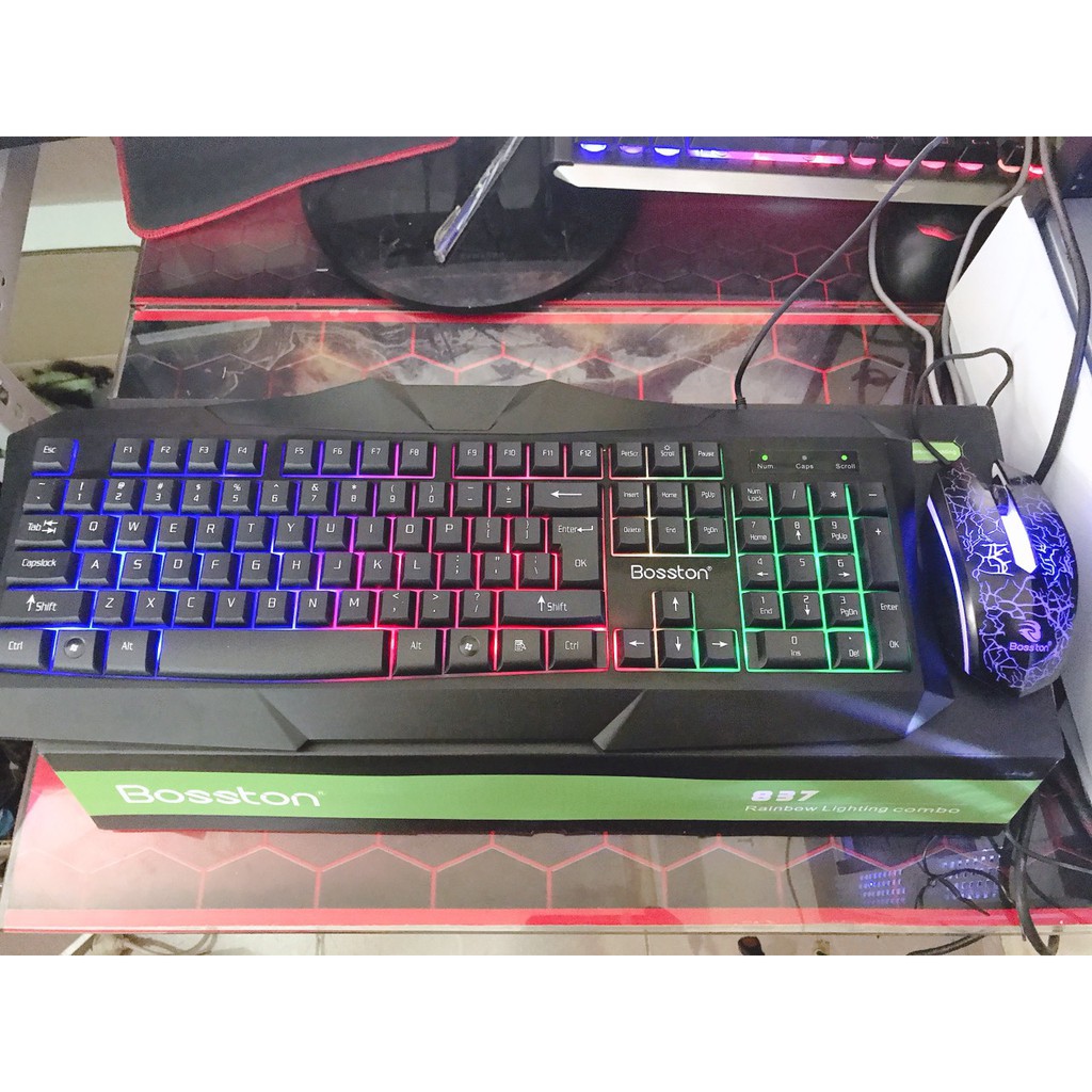 Bộ Phím chuột NEW Bosston 837 8350 Giả Cơ led new