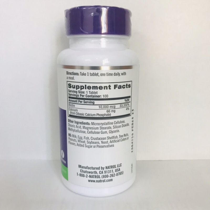 [date xa+ship nhanh] Natrol Biotin 10000mcg 100v hỗ trợ giảm rụng tóc và giúp mọc tóc của Mỹ