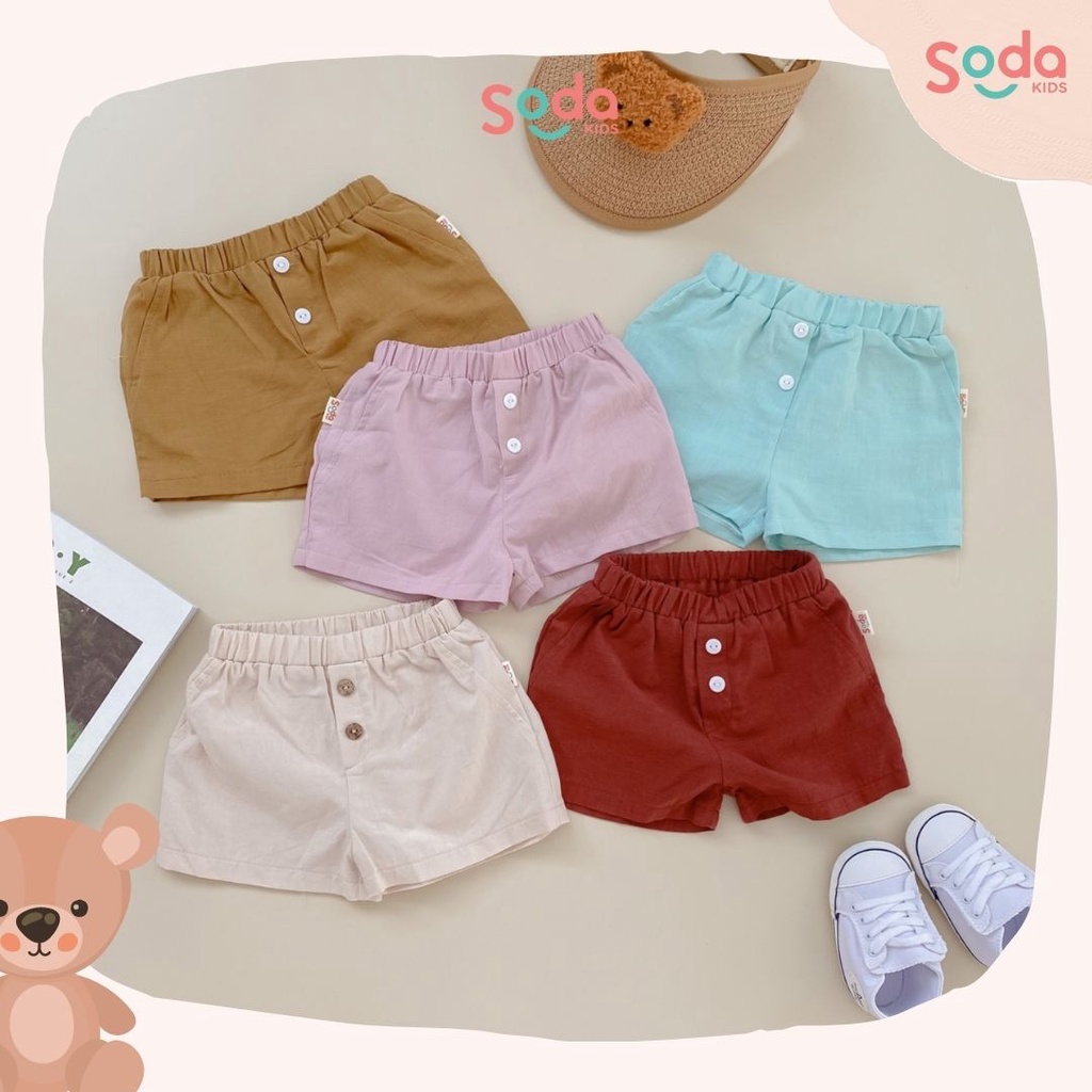 Quần đùi cho bé SODA KIDS phong cách Hàn Quốc, chất liệu lanh linen nhập khẩu nhẹ, mềm, mát ( Nhiều màu )