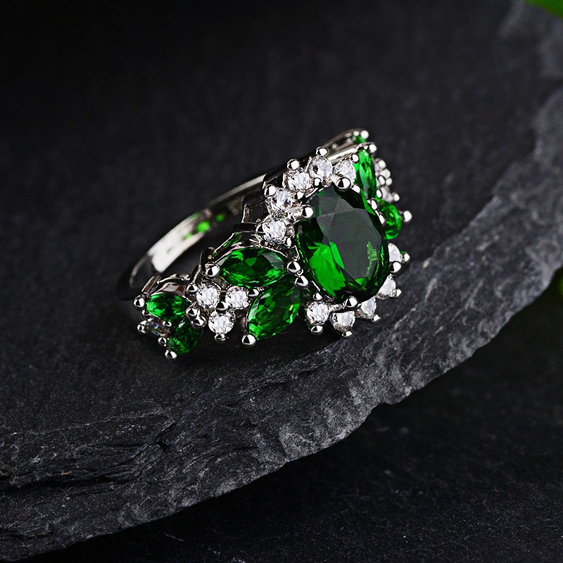 Nhẫn đeo tay bằng kim loại đính đá màu sắc thanh lịch cho nữ