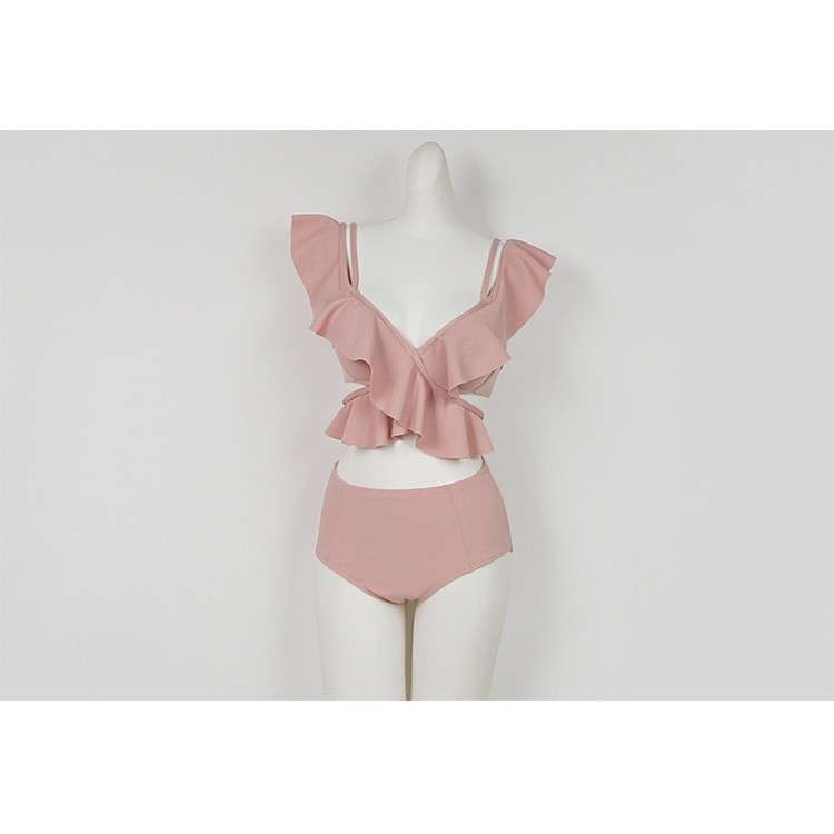 Bikini bèo 2 màu trắng, hồng dễ thương 👙 Bikini 2 mảnh, cạp cao nữ tính 👙 Đồ bơi nữ cực xinh 👙 STELLA | BigBuy360 - bigbuy360.vn