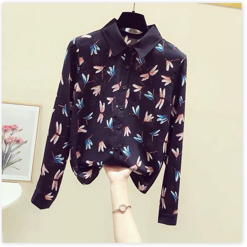 ÁO SƠ MI NỮ HỌA TIẾT CHUỒN CHUỒN ĐẲNG CẤP QUÝ CÔ THỜI TRANG CÔNG SỞ