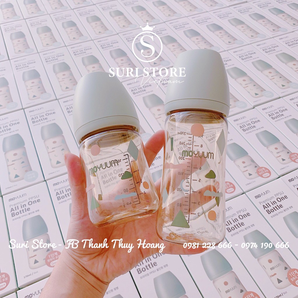 [PHIÊN BẢN GIỚI HẠN] Bình sữa Moyuum hình mây xanh mint - 270ml