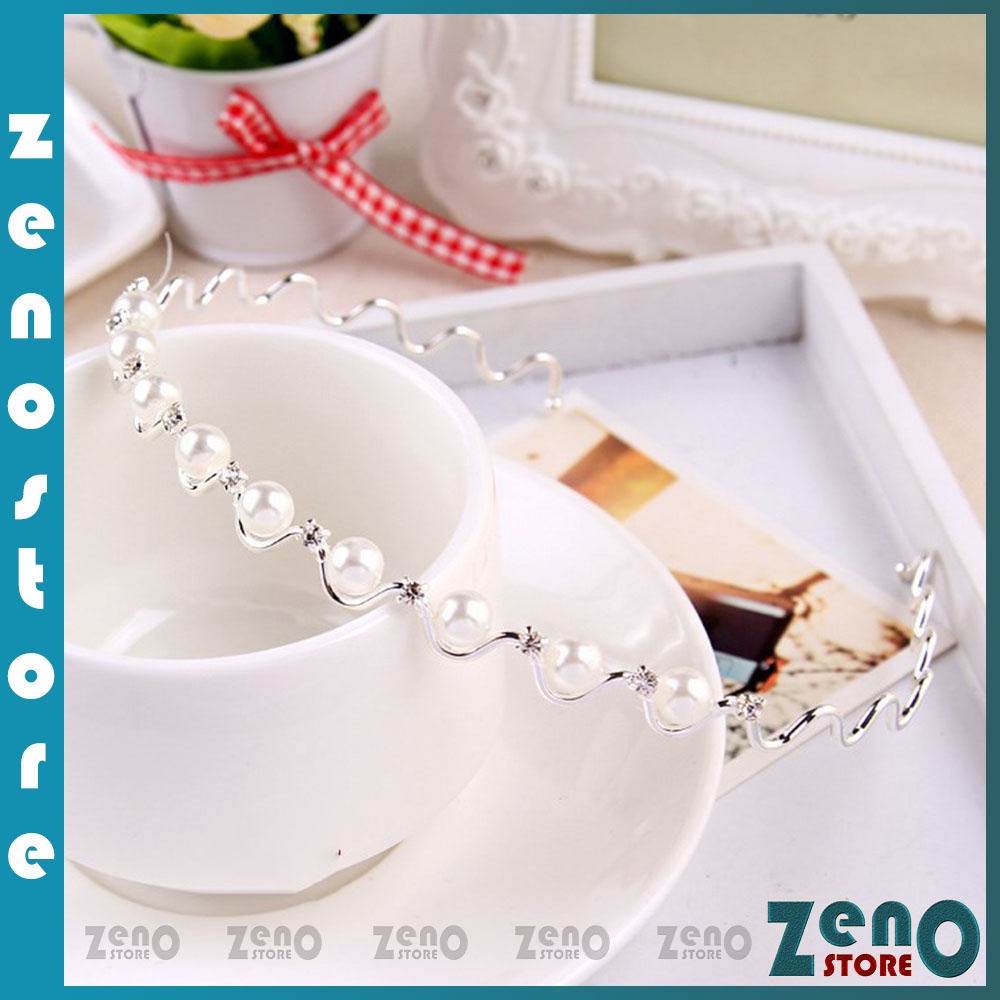 Bờm tóc xoắn đính ngọc, băng đô cài tóc nữ tính PT22