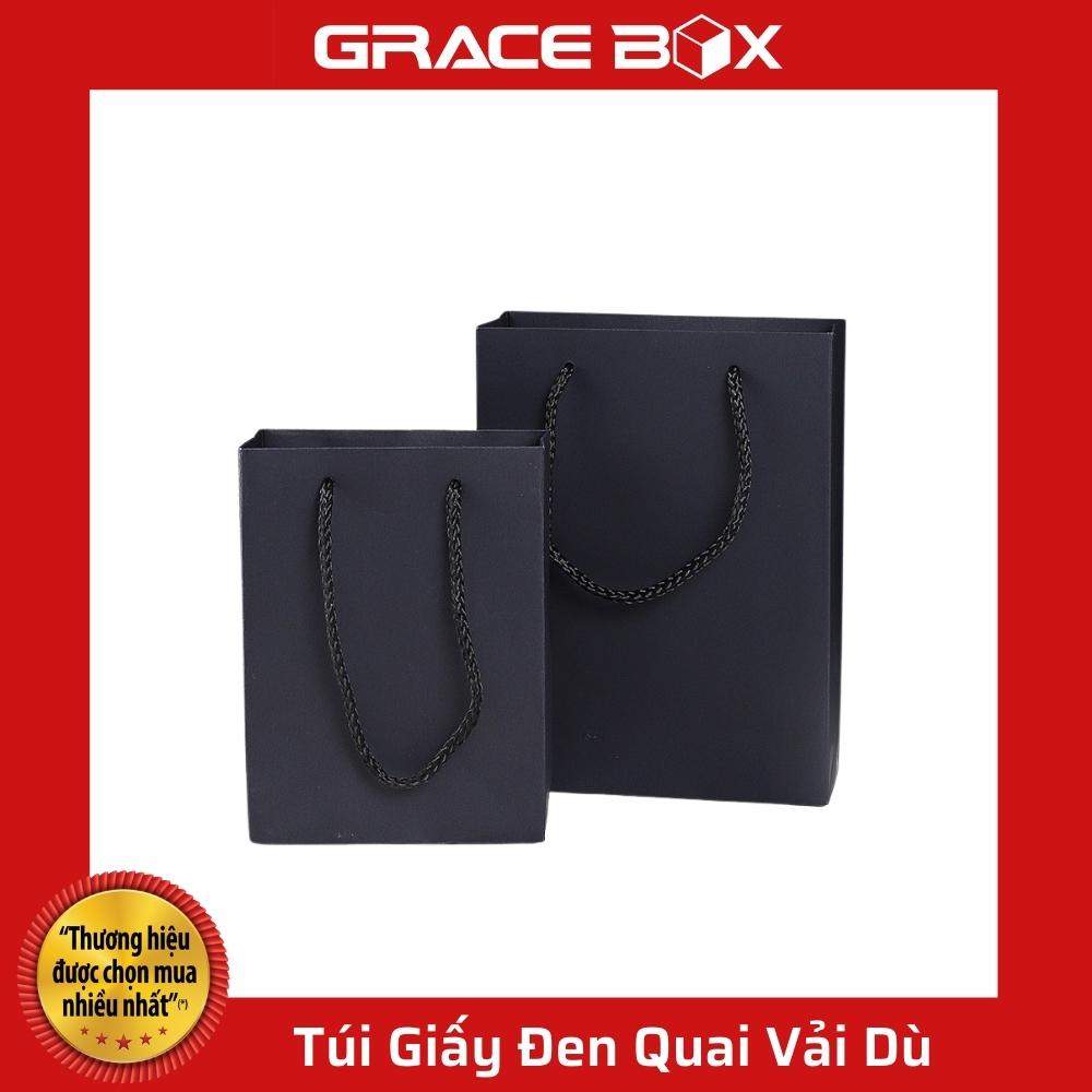 {Giá Sỉ} Túi Giấy Đen Quai Vải Dù Chắc Chắn (Chịu Lực Tốt) Siêu Thị Bao Bì Grace Box