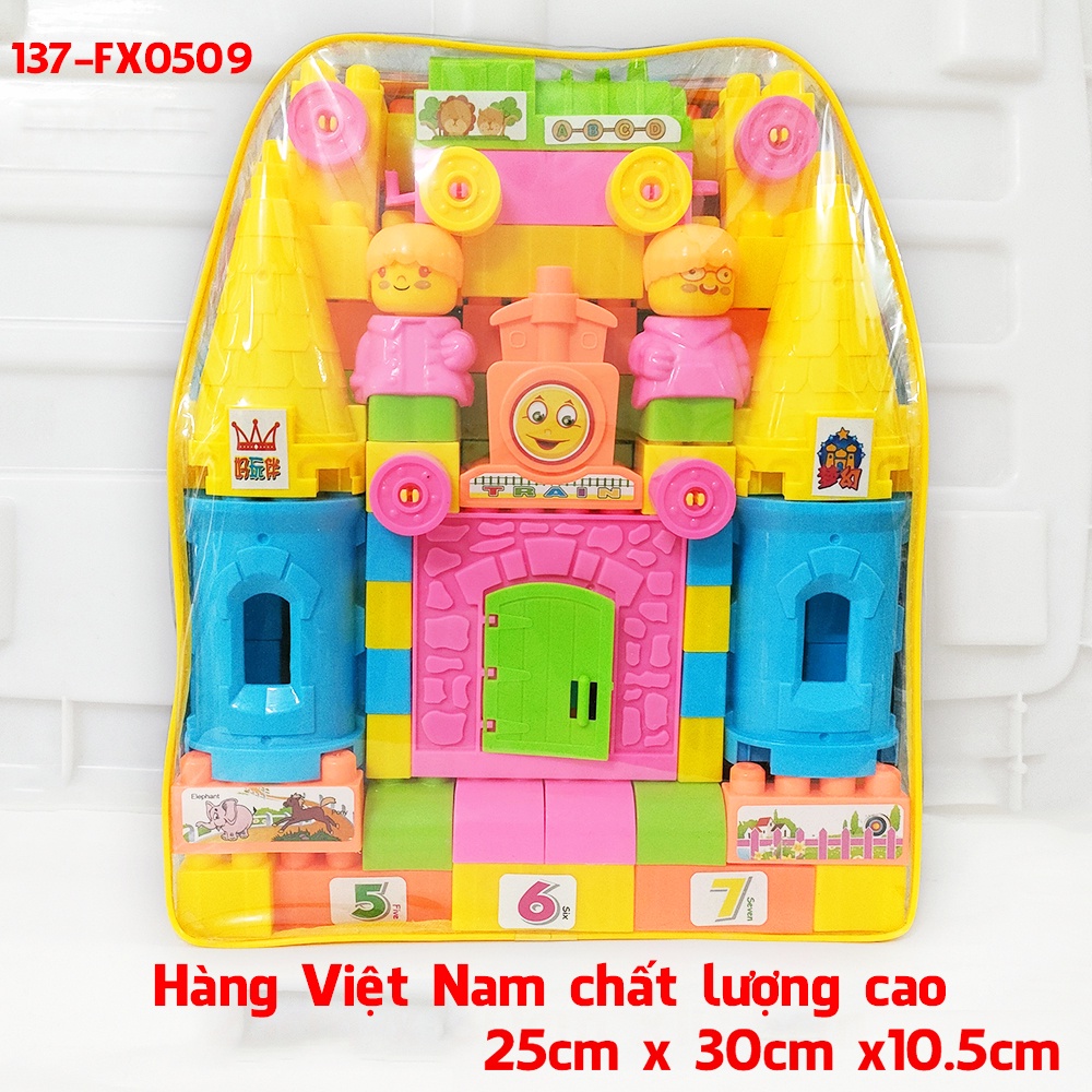 Xếp hình balo nhiều chi tiết hàng Việt Nam-Bộ xếp ghép hình mầm non cho bé Size To- Xếp hình thông minh