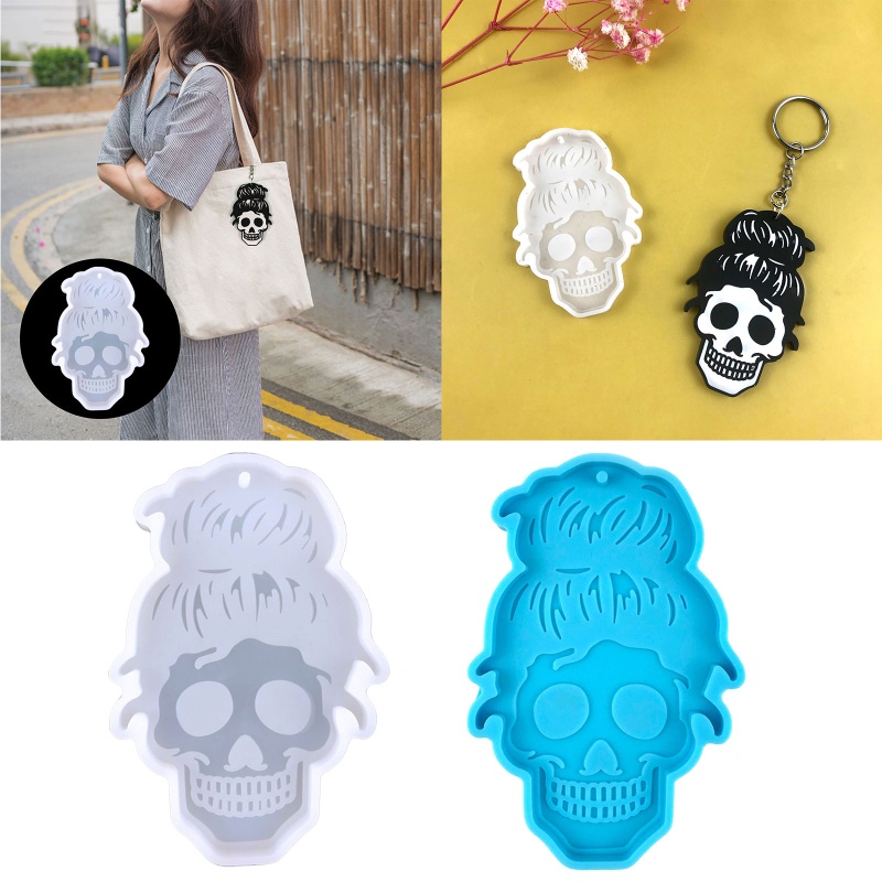 Khuôn Làm Móc Khóa Hình Đầu Lâu Halloween Bằng Silicone