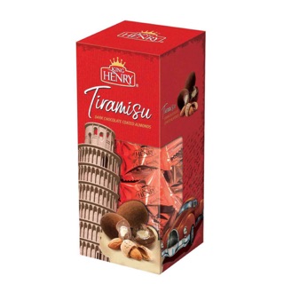Socola Tiramisu King Henry Dark Chocolate Coated Almonds Red 200g Malaysia - Hộp giấy