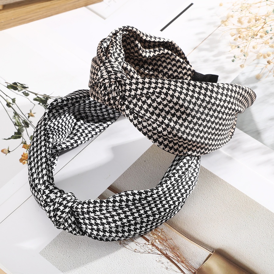 Cài tóc bản rộng thắt nút họa tiết kẻ sọc phong cách Hàn Quốc năng động cho nữ