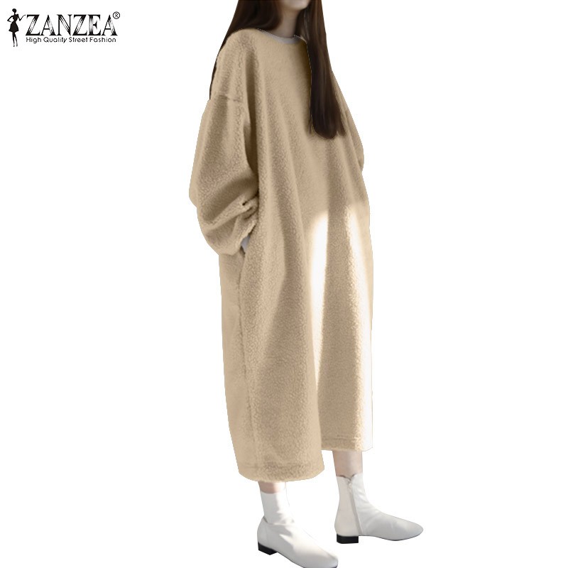 ZANZEA Đầm maxi tay dài phong cách thanh lịch cho nữ