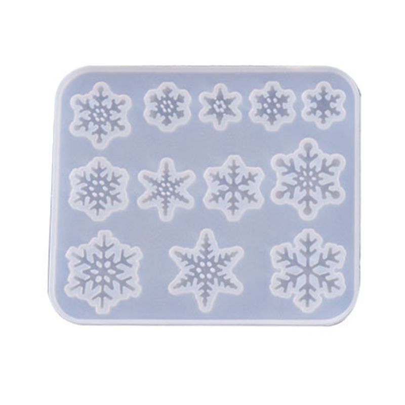 Khuôn Silicone Làm Móc Khóa Hình Vuông + Bông Tuyết DIY