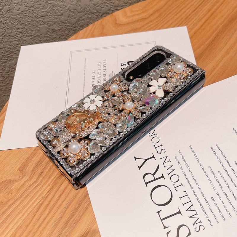 Luxuy Ốp Điện Thoại Hình Gấu Đính Đá Cho samsung galaxy z fold 5 4 3 2 5g