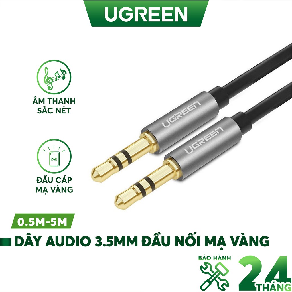 Dây Audio 3.5mm tròn mạ vàng 24K, TPE cao cấp UGREEN AV119