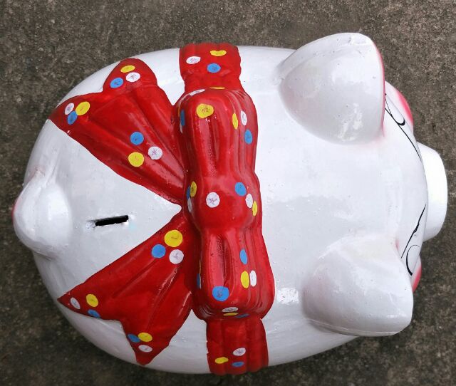 Heo đất tiết kiệm có nơ, size 18cm