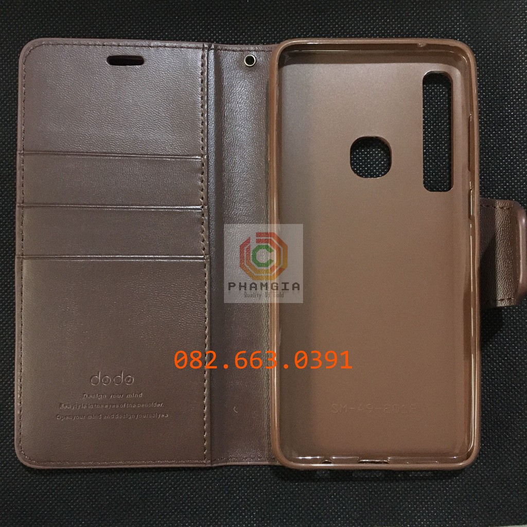 Bao da Samsung A9 2018(A950) da cao cấp, có ngăn thẻ, nắp gập chống đỡ xem phim