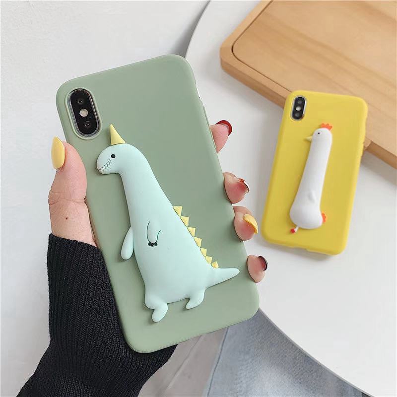 Ốp điện thoại hình gà/khủng long hoạt họa cho Samsung Galaxy A6 A8 Plus J8 A750 A7 A8S J4 J6 Plus J2 J5 J7 Prime
