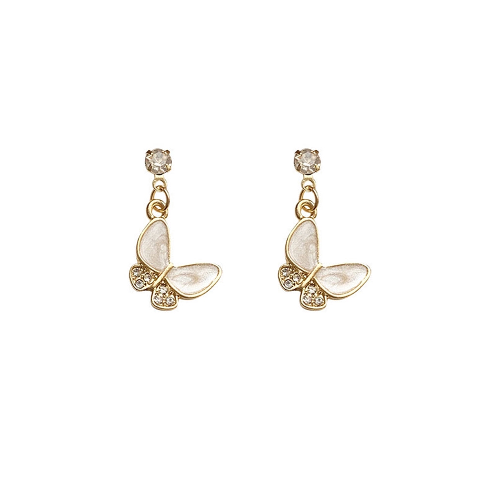 Khuyên Tai Hình Bướm Đính Đá Pha Lê Xinh Xắn Cho Nữ