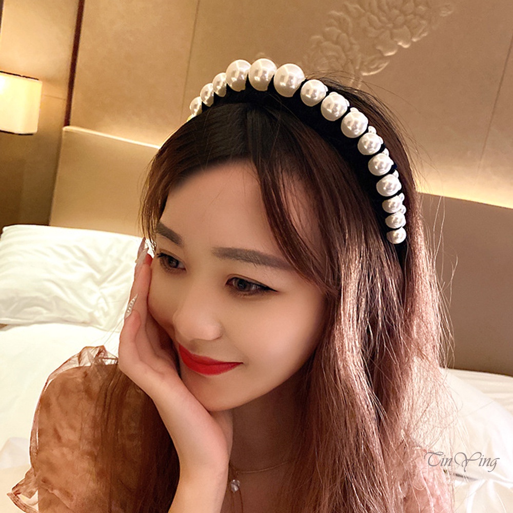 GETNOIVAS Cài tóc bằng vải đính ngọc trai giả sang trọng cho nữ