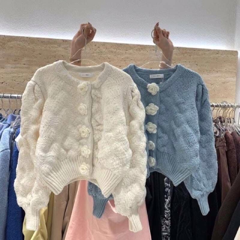 Áo len khuy hoa tay siêu bồng QCL1