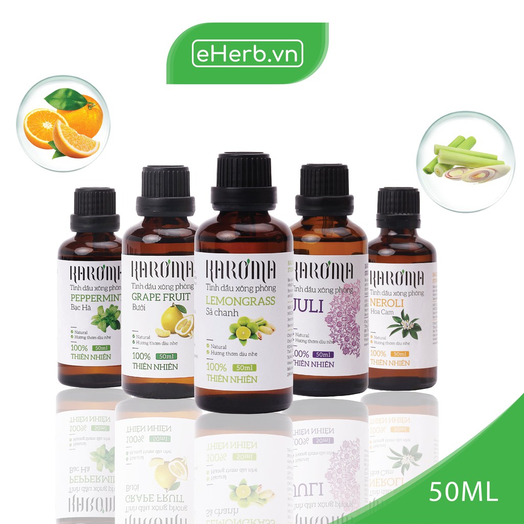 Tinh Dầu Thơm Phòng Ngủ, Tinh Dầu Thiên Nhiên Nguyên Chất Kháng Khuẩn, Đuổi Muỗi, Khử Mùi KAROMA 50ml - 100ml (Chai)