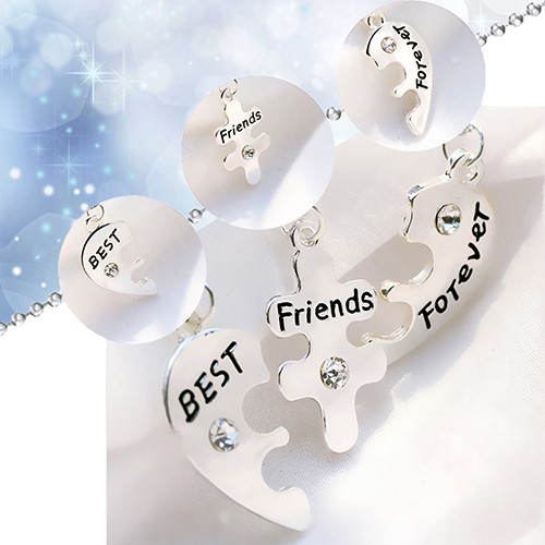Bộ 3 vòng cổ tình bạn mặt hình tim khắc chữ &quot;Best Friends Forever&quot;