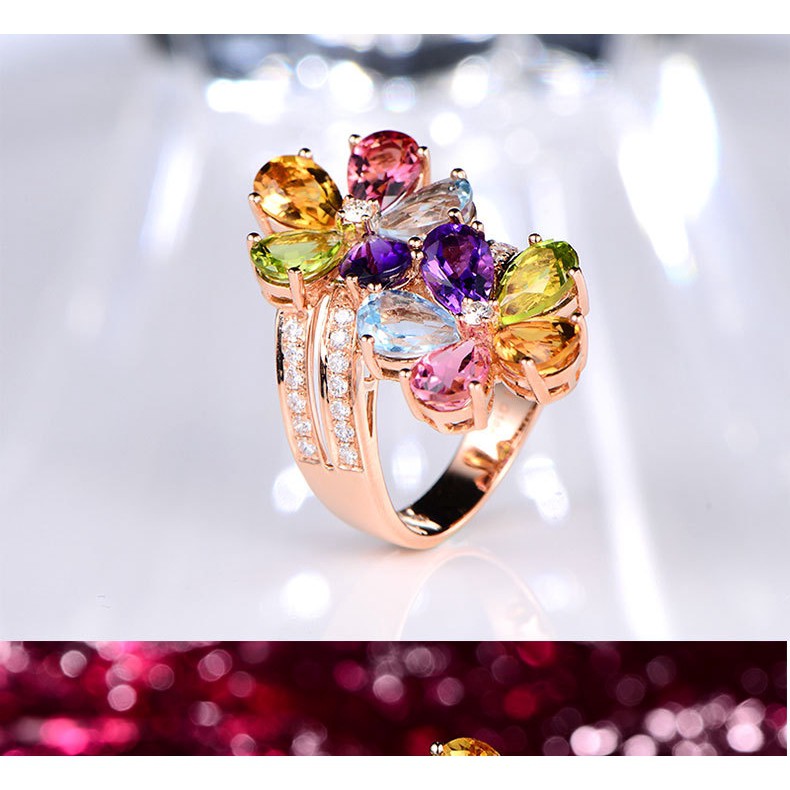 Nhẫn Mạ Bạc Hình Hoa Đính Đá Sang Trọng Cho Nữ