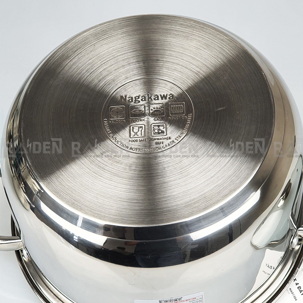 Bộ nồi inox 3 cái, thiết kế 4 đáy Nagakawa NAG1304 sử dụng được trên bếp từ