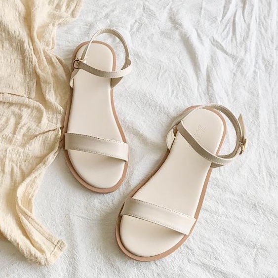 Gìay sandal đế bằng thời trang mã XkS12 quai ngang kiểu dáng thanh lịch hàng chuẩn