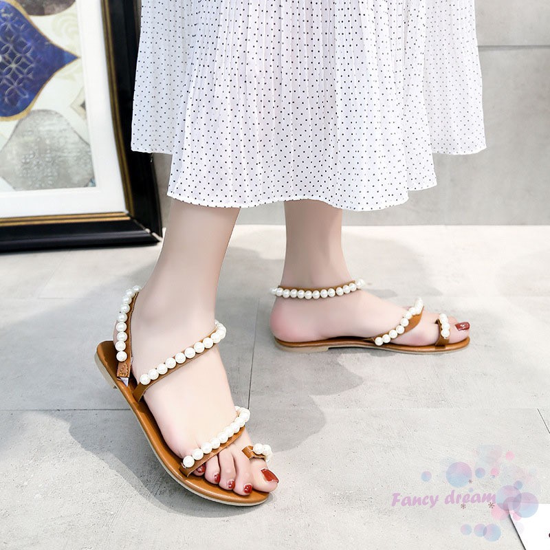 Dép Xỏ Ngón Đính Hoa Phong Cách Boho Cho Nữ