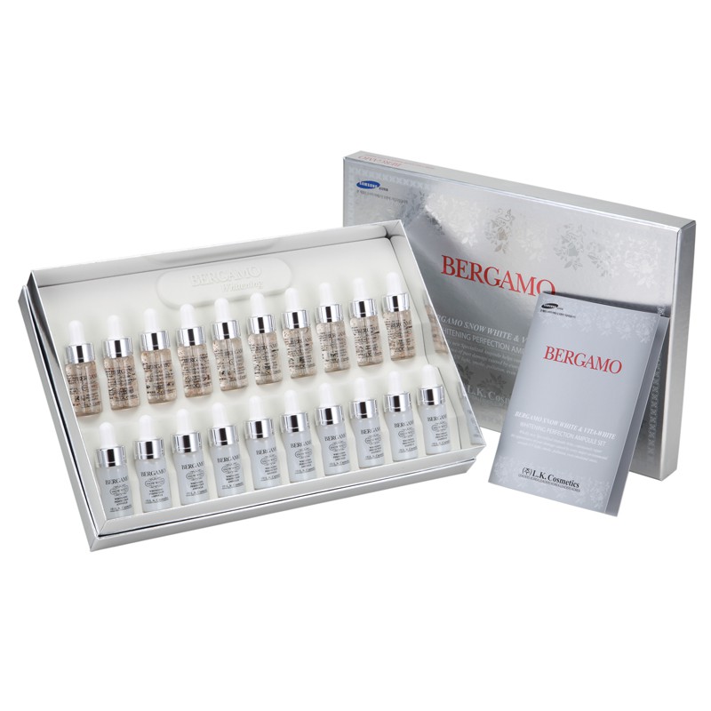 Tinh chất dưỡng trắng da BERGAMO SNOW WHITE & VITA-WHITE WHITENING PERFECTION AMPOULE 20 SET