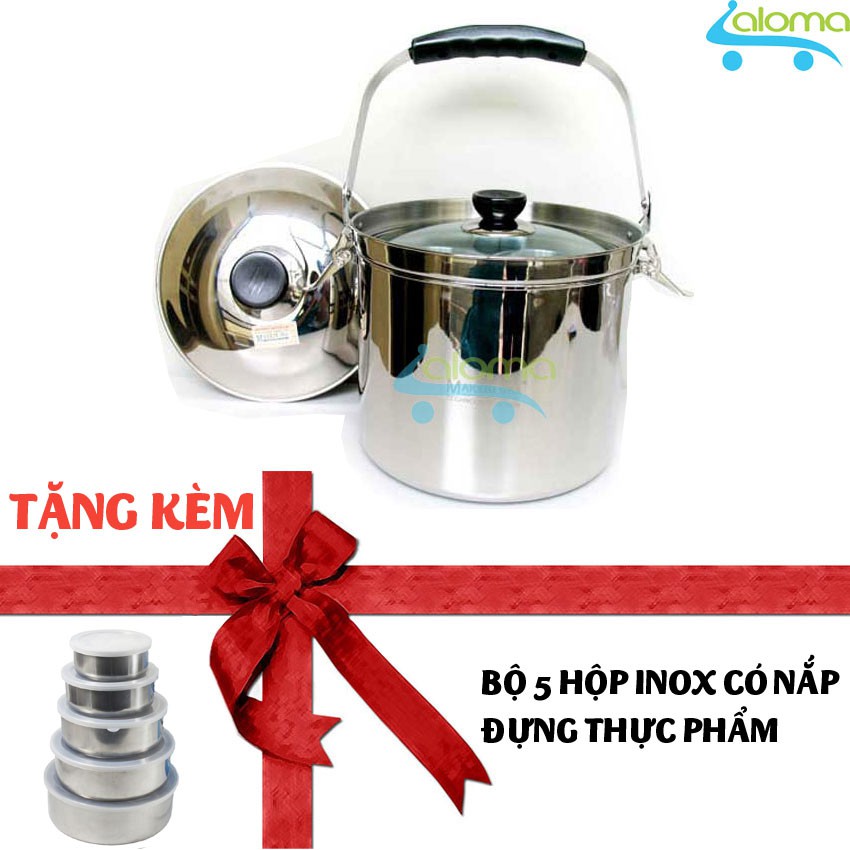 Nồi ủ nhiệt chân không đế gang Mẫu Tử 7L - Tặng bộ 5 hộp inox