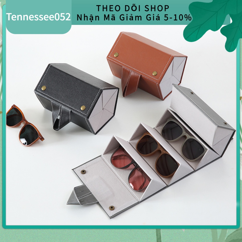 [Hàng Sẵn] Hộp đựng mắt kính bằng da PU nhiều ngăn treo tường gấp gọn đa năng tiện lợi du lịch 【Tennessee052】